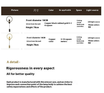 Copper Wall Lamp Light Luxury Bedroom Bedside Lamp