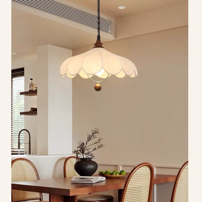 French Retro Cream Retractable Ceiling Chandelier
