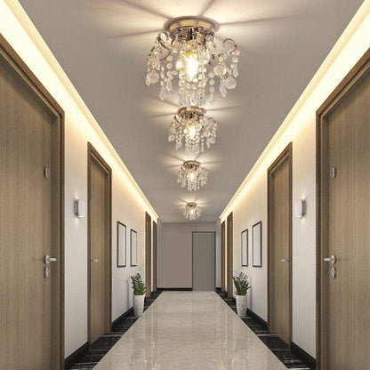 Small Crystal Chandelier Flush Mount Ceiling Light Fixtures Modern