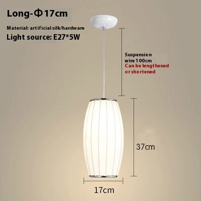 Simple Fabric Lantern Ball Chandelier Bedroom Dining Room Bar Counter Tea Room Silk Lamp
