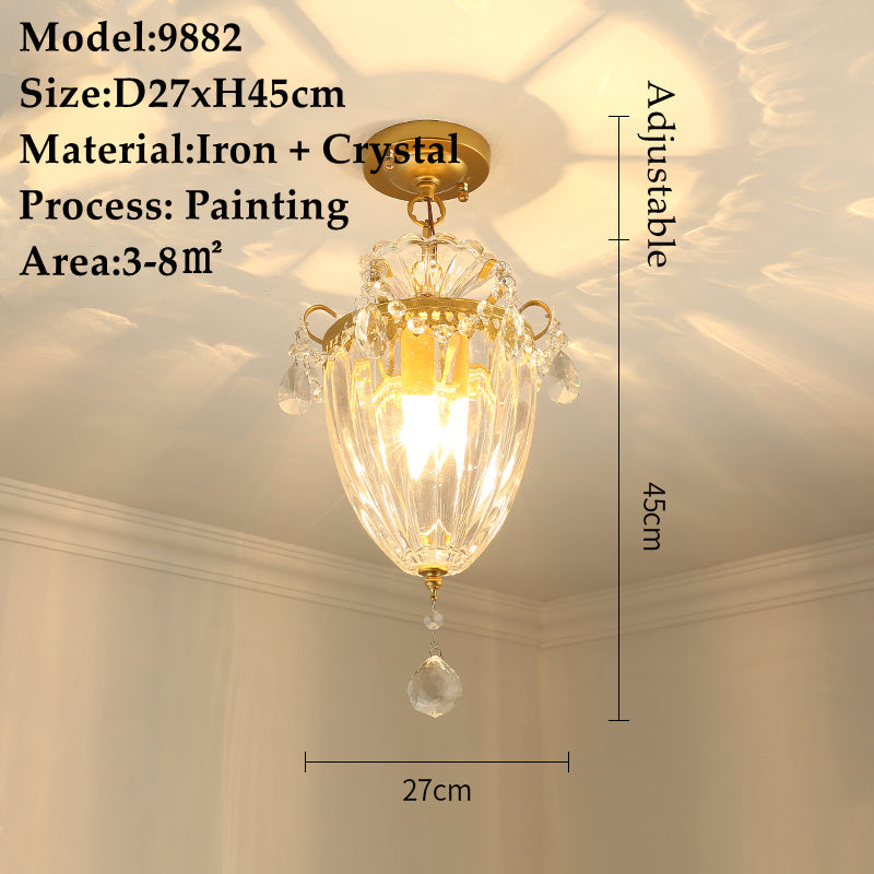 American Small Chandelier Balcony Aisle Corridor Single Head Crystal