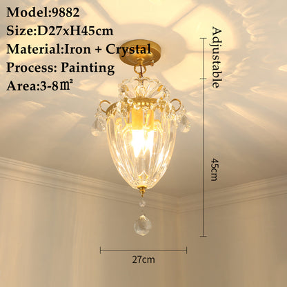 American Small Chandelier Balcony Aisle Corridor Single Head Crystal