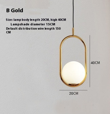 Simple Ball Glass Small Droplight Bedroom Bedside Single Headlight