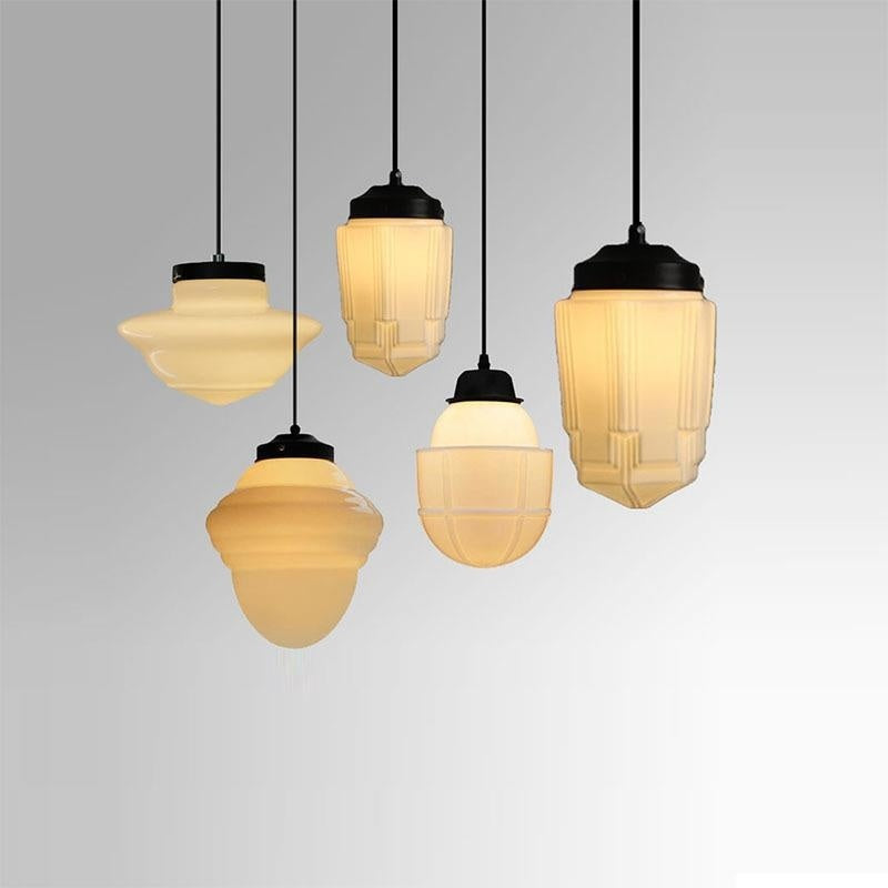 Retro Industrial Cream Pendant Light with Iron Frame