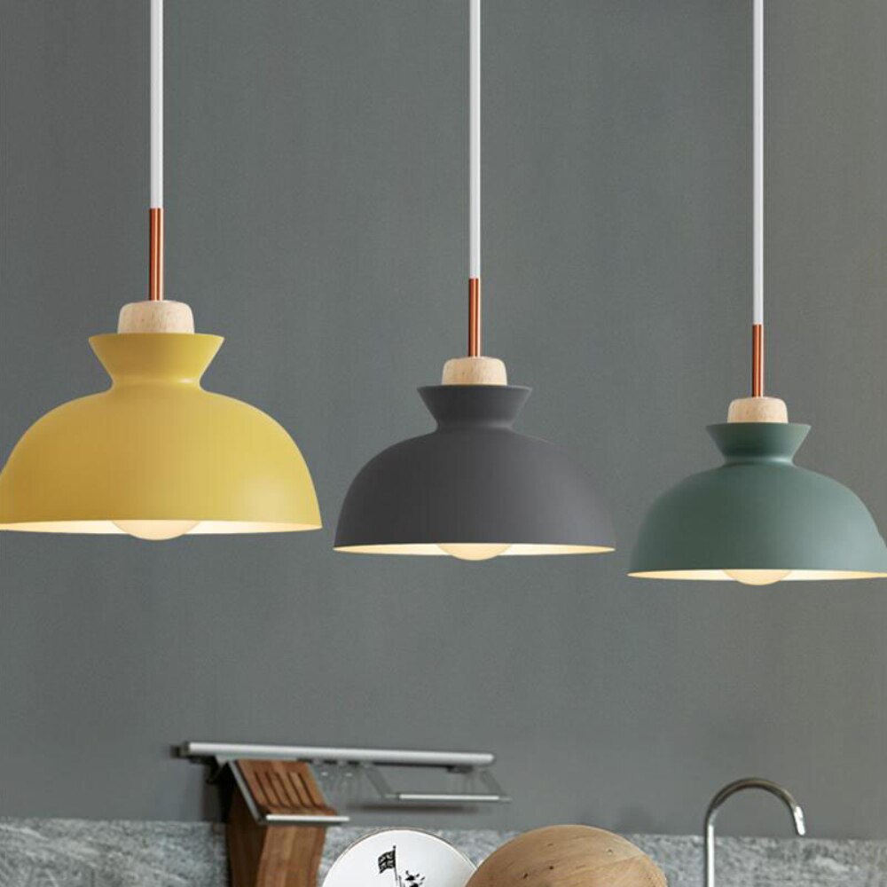Retro Industrial Wood Wrought Iron Pendant Light