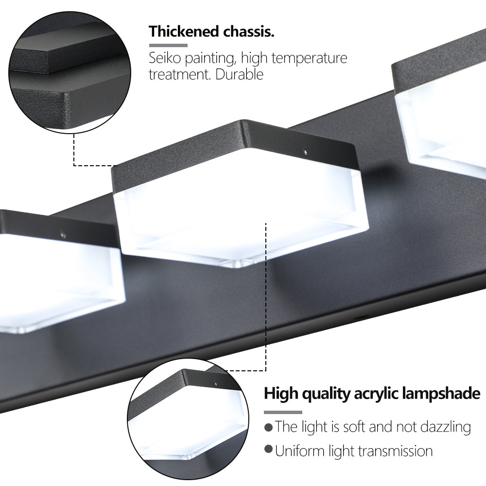 Modern 6-Light Black LED Vanity Mirror Light Fixture For Bathrooms And