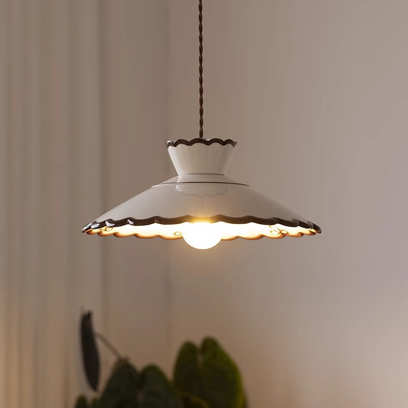 Brass & Ceramic Pendant Light for Bedside