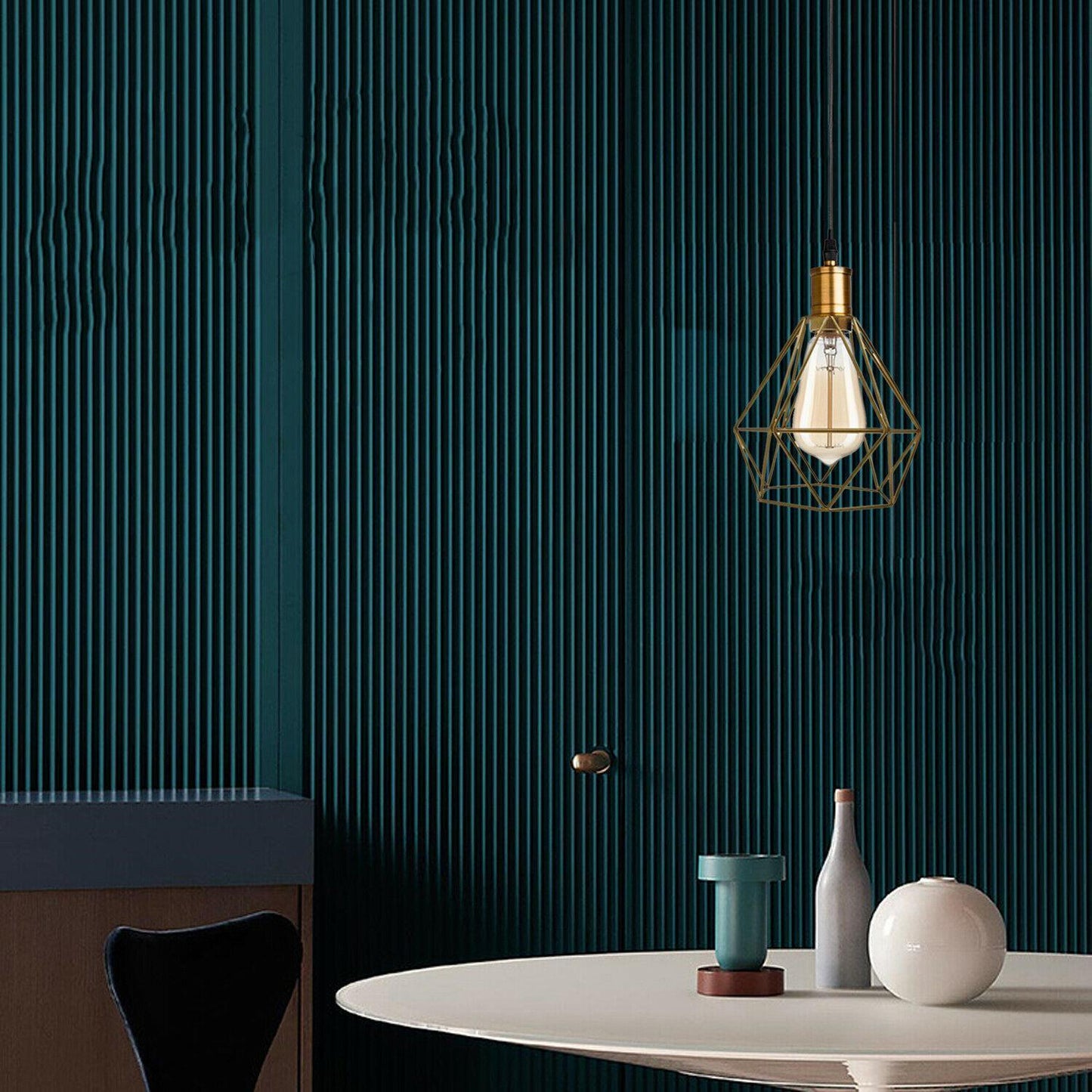 Modern Diamond Cage Pendant Light Fitting Geometric Wire Cage ~1266