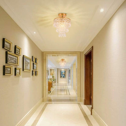 Mini Size Crystal Chandelier Modern Flush Mount Ceiling Light 3 Tiers