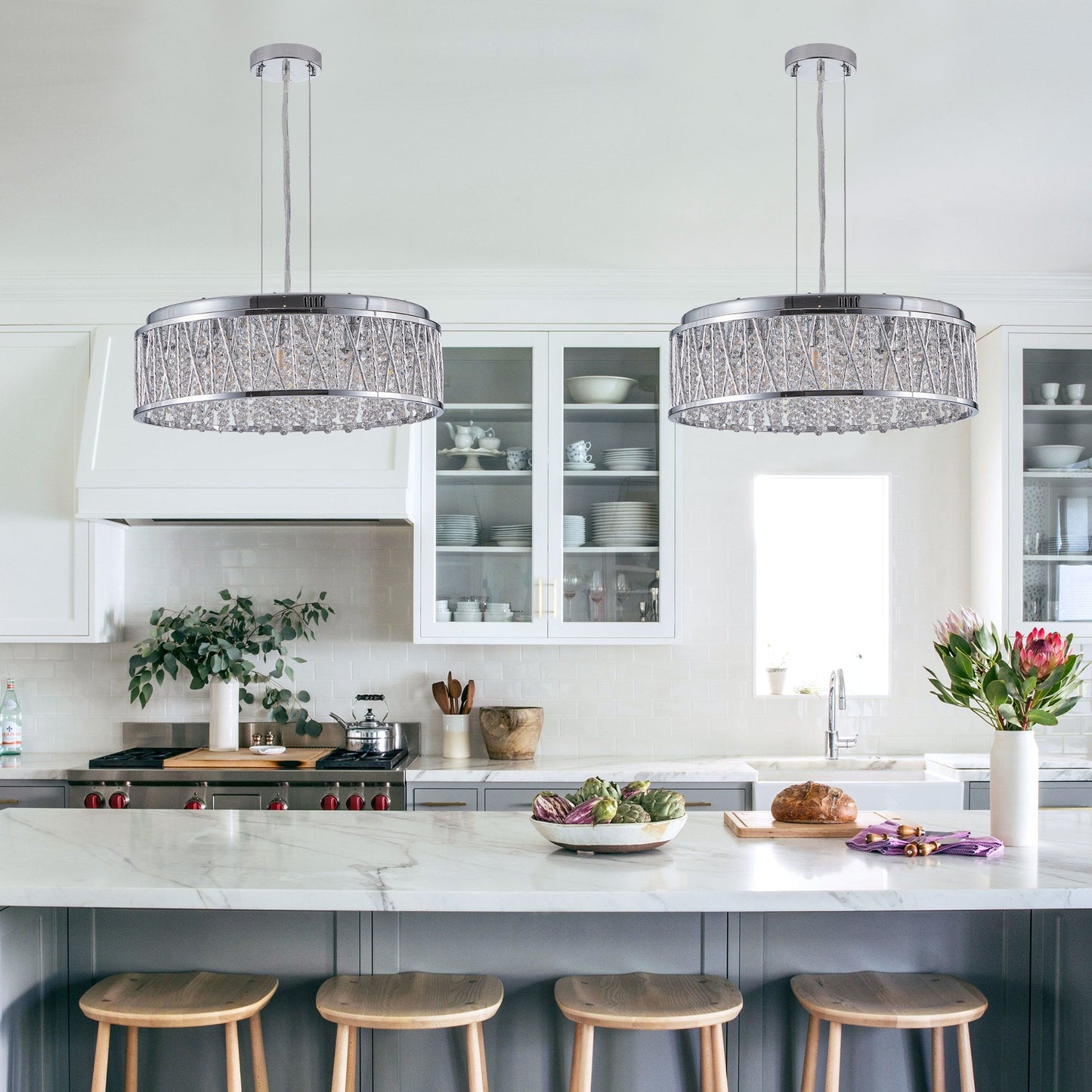 Modern Crystal Chandelier 18.9 Inches Aluminum+Iron Round Ceiling