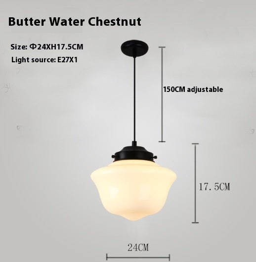 Retro Industrial Cream Pendant Light with Iron Frame