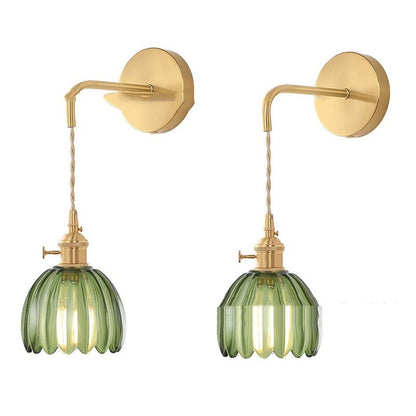 Retro Japanese Style Copper Glass Amber Chandelier