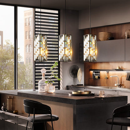 Modern Crystal Pendant Light - 3 Pack, Adjustable Hanging Ceiling Lamp