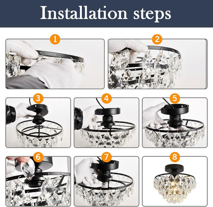 Small Modern Crystal Chandelier: Bronze Hallway Ceiling Light