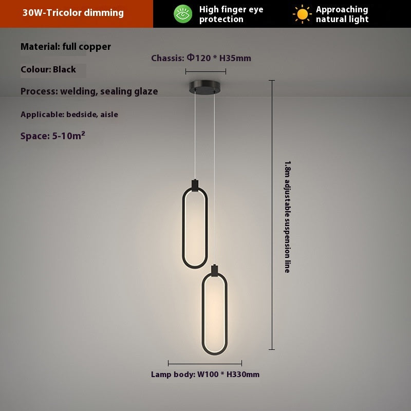 Modern Home Copper Bar Bedside Small Droplight