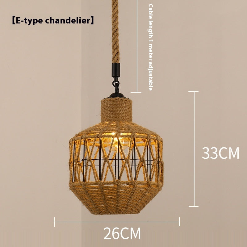 Hemp Rope Retro Restaurant Ideas Industrial Style Chandelier