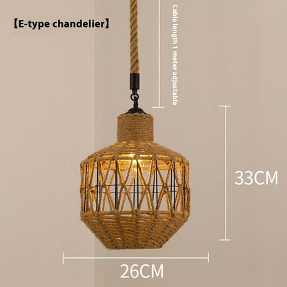 Hemp Rope Retro Restaurant Ideas Industrial Style Chandelier