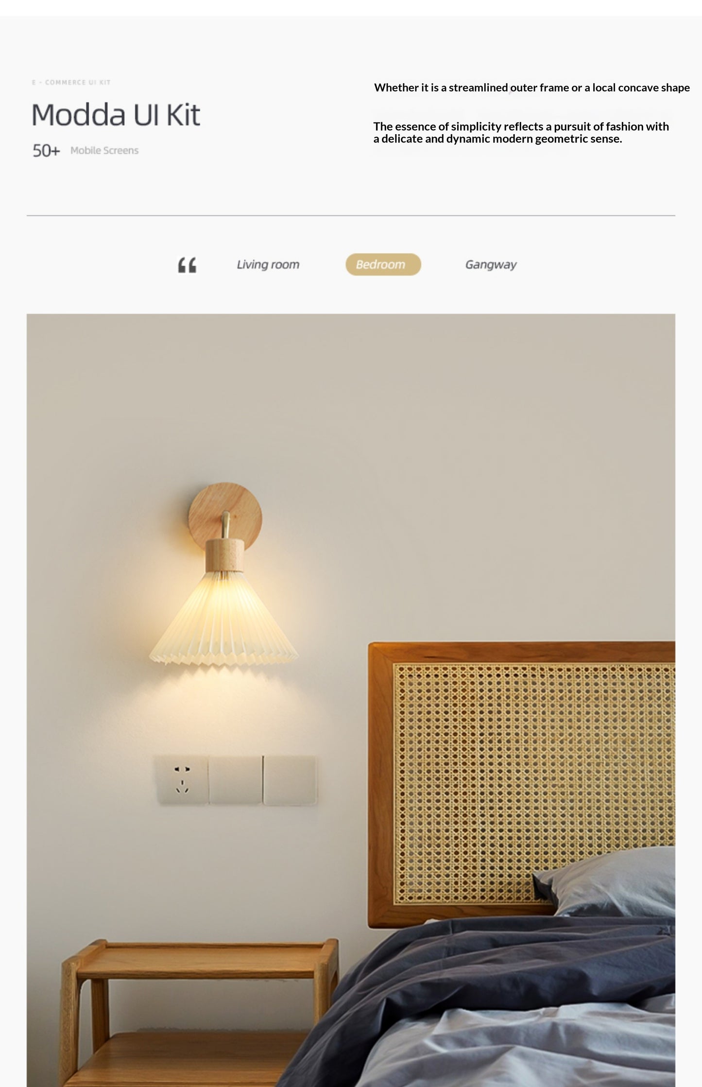 Pleated Wood Wall Lamp with PVC Shade