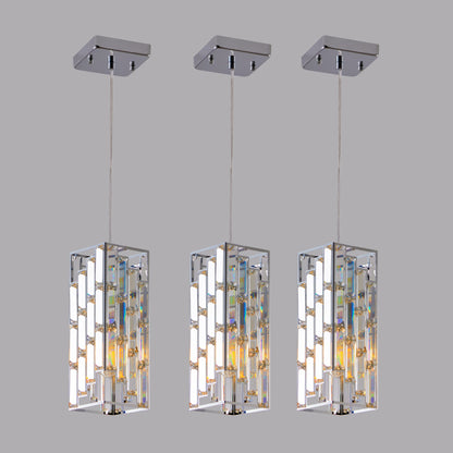Modern Crystal Pendant Light - 3 Pack, Adjustable Hanging Ceiling Lamp