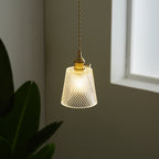 Japanese Glass Pendant Ceiling Light with Copper Accents