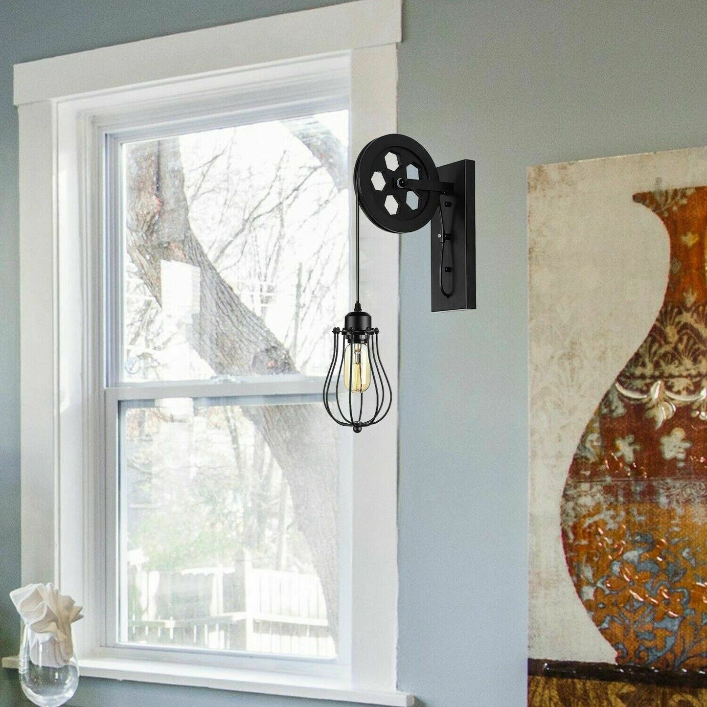 Vintage Pulley Wall Light Retro Wall Sconce Lighting ~1212
