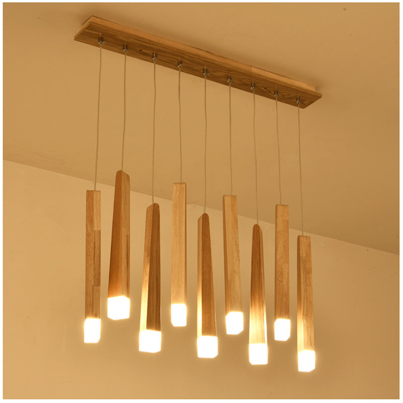 Nordic Wood Strip Pendant Light Postmodern