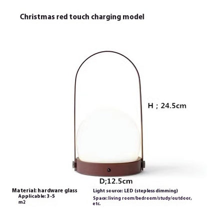 Mid-ancient Danish Portable Table Lamp Bedside Minimalist Portable Charging Touch Atmosphere Camping Night Light