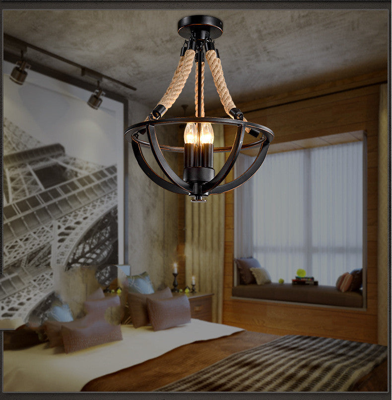Nordic Retro Personality Creative Hemp Rope Chandelier