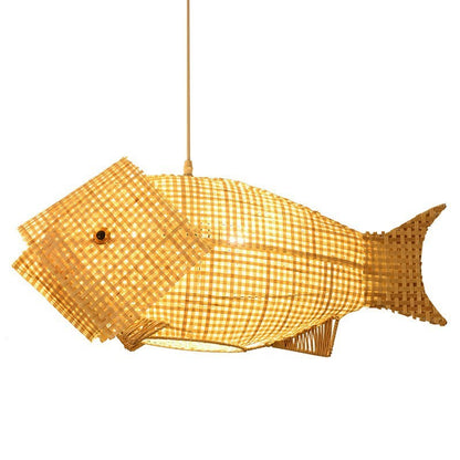 Chinese Style Handmade Bamboo Fish-shaped Chandelier
