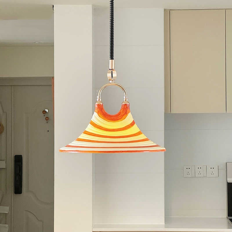 Striped Painted Art Horn Chandelier Retractable Bedside Chandelier