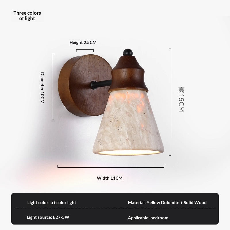 Yellow Stone Retro Wall Lamp - 15cm Bedroom Light