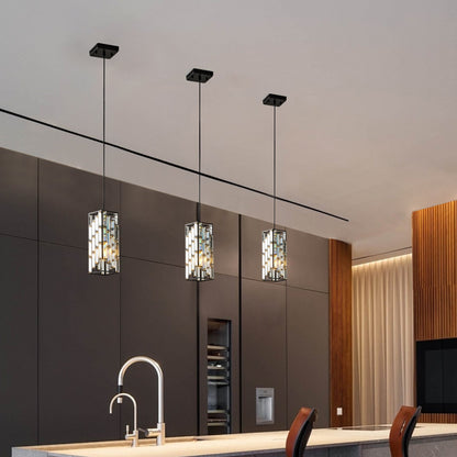 Modern Crystal Pendant Light - 3 Pack, Adjustable Hanging Ceiling Lamp