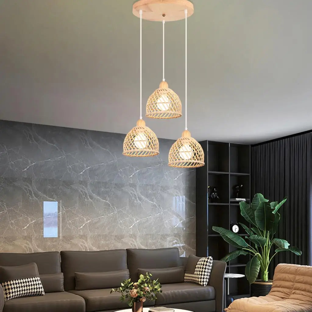 Bohemian Rattan Pendant Light for Kitchen & Dining
