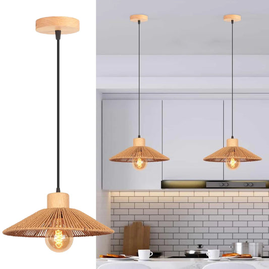Bohemian Rattan Pendant Light Woven Hemp Hanging Lamp