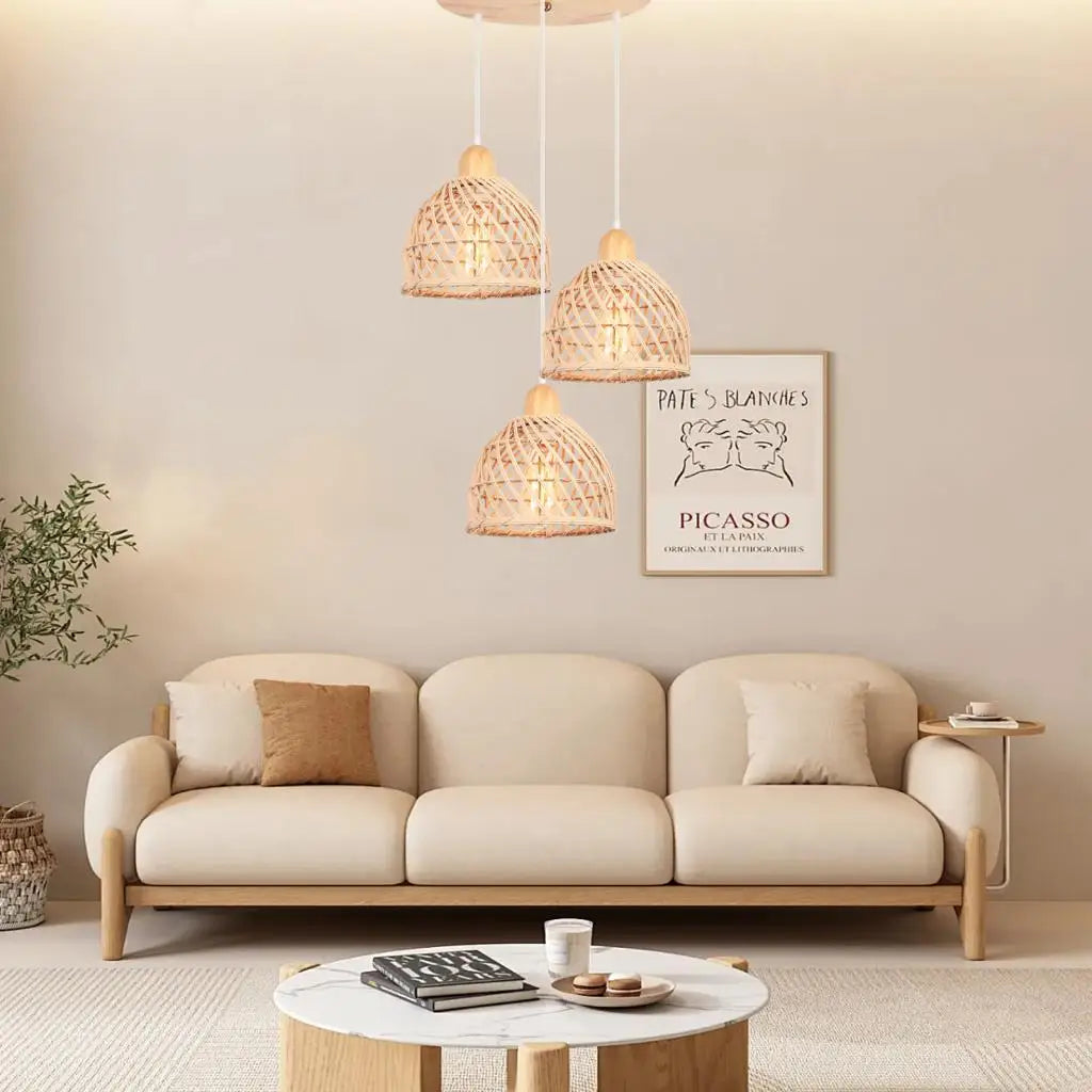 Bohemian Rattan Pendant Light for Kitchen & Dining