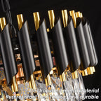 Modern Black Gold 3-Tier Crystal Iron Chandelier