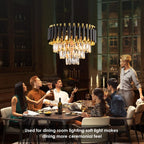 Modern Black Gold 3-Tier Crystal Iron Chandelier