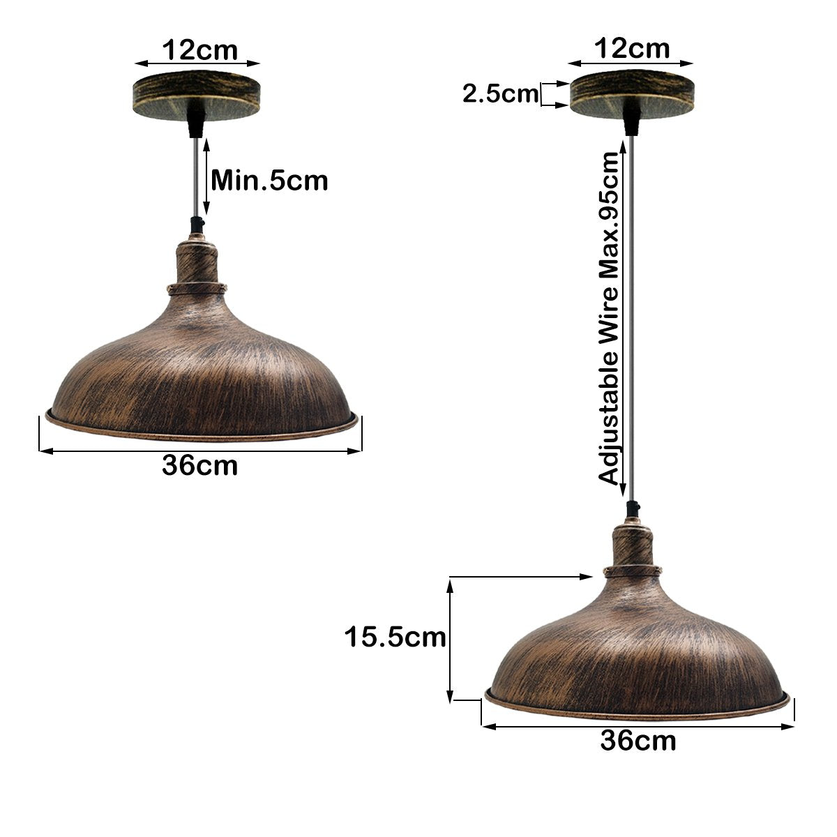 Brushed Copper Industrial Retro Ceiling Pendant Light~1481