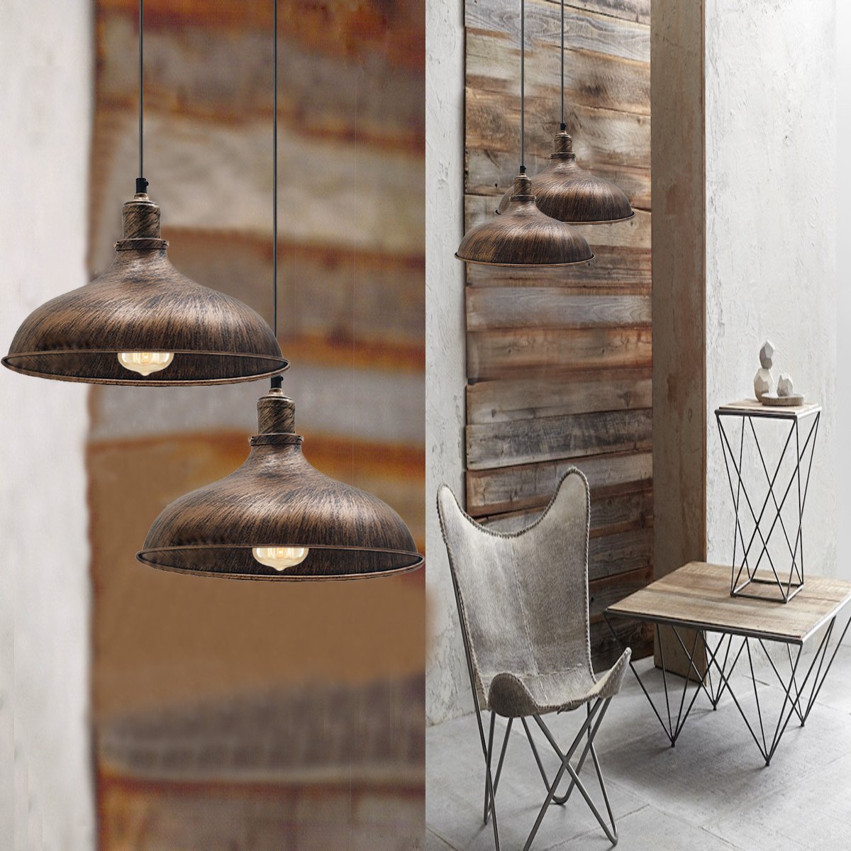Brushed Copper Industrial Retro Ceiling Pendant Light~1481