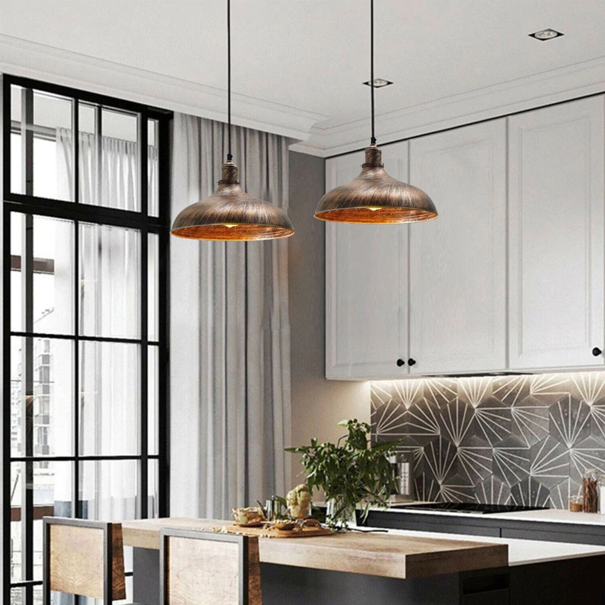 Brushed Copper Industrial Retro Ceiling Pendant Light~1481