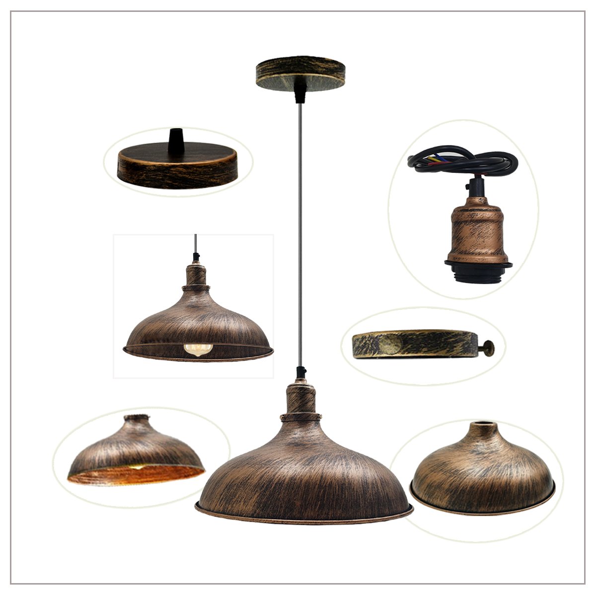 Brushed Copper Industrial Retro Ceiling Pendant Light~1481