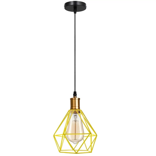 Modern Diamond Cage Pendant Light Fitting Geometric Wire Cage ~1266