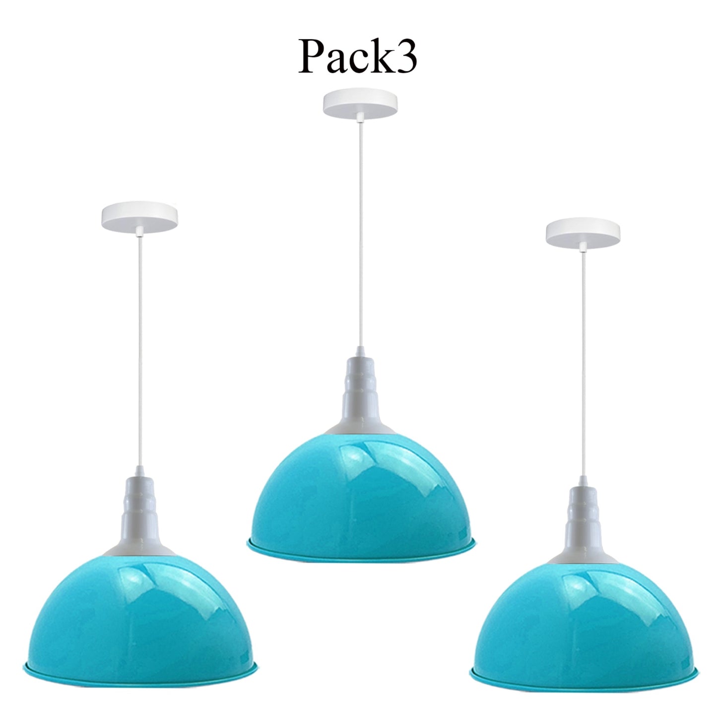 3 Pack Blue Dome Pendant Ceiling Light on Bar~3565