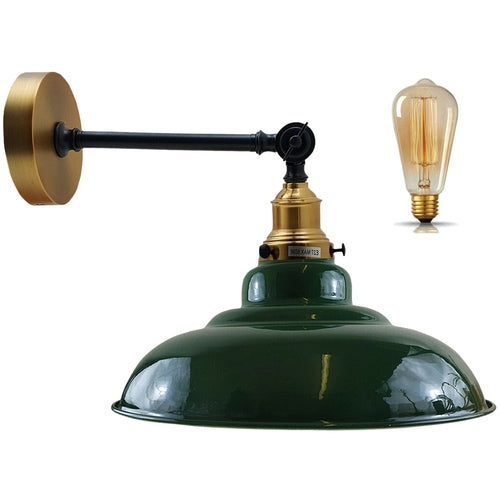 Green Shade With Adjustable Curvy Swing Arm Wall Light Fixture Loft
