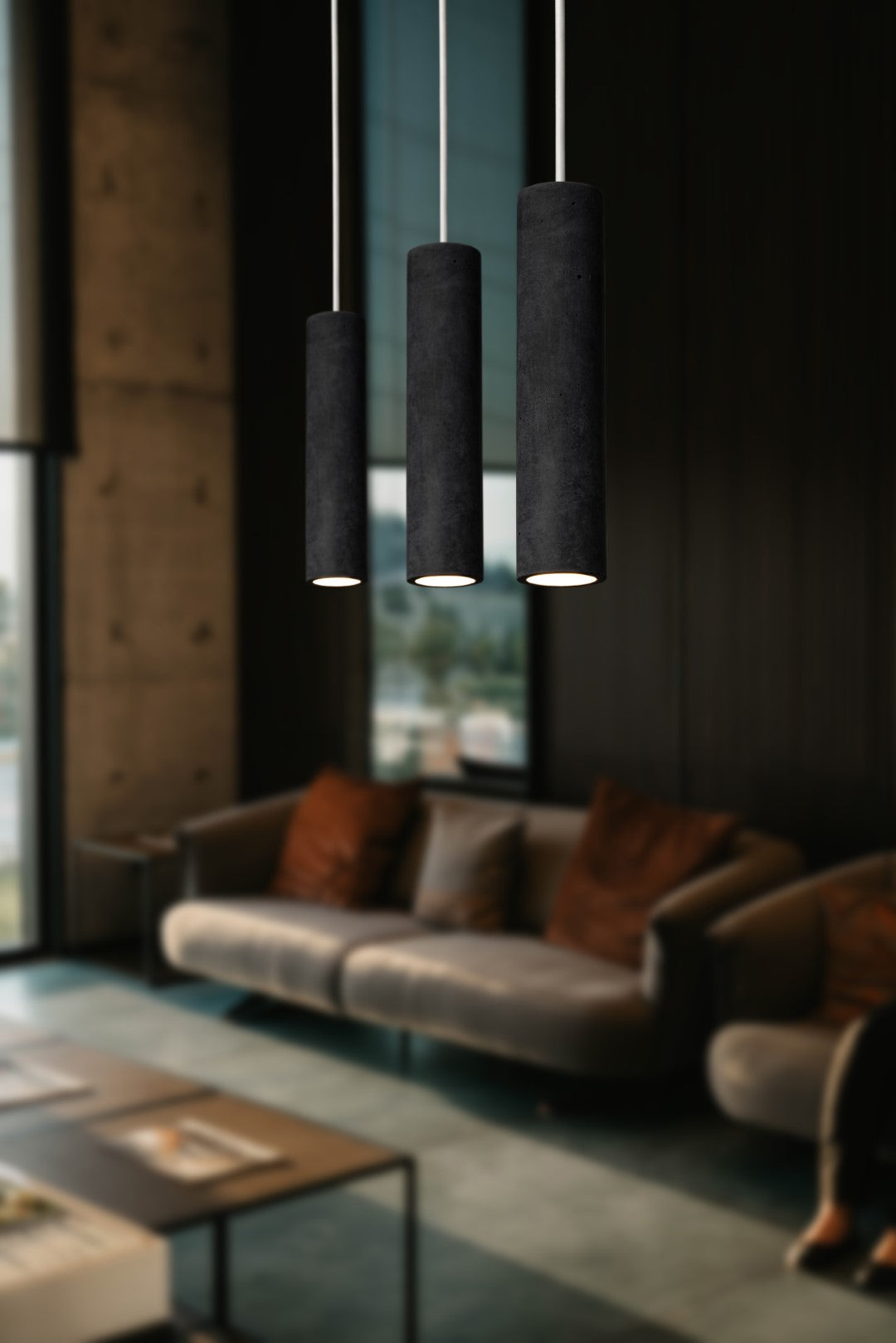 DARK GRAY Concrete Pendant Light W+W