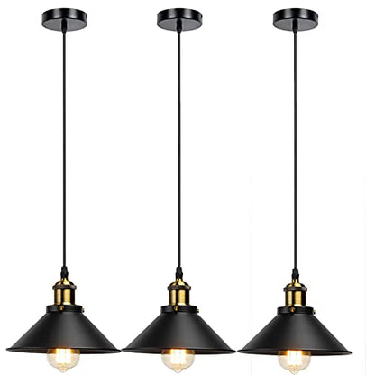 3 Pack Industrial Rustic Pendant Light Vintage Metal Lampshade Ceiling