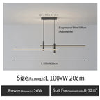 Minimalist Black Line Bar LED Pendant with Spotlights for Kitchen Island