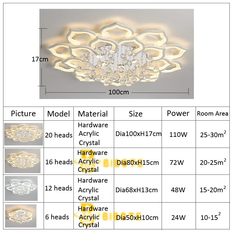 Modern Iron Crystal Chandelier Ceiling Light