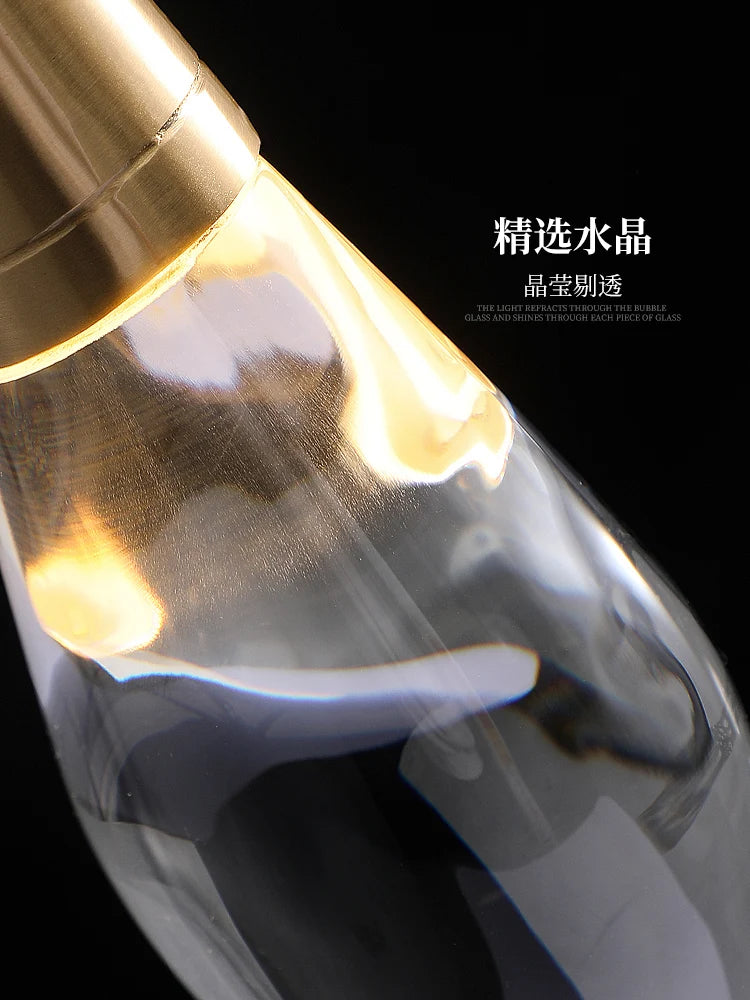 Lámpara colgante nórdica de cristal con diseño de gota de agua