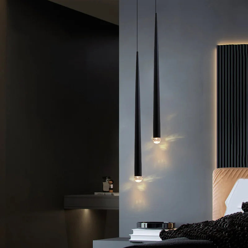 Minimalist Gold Taper Tube Pendant Light for Kitchen Island and Bedside